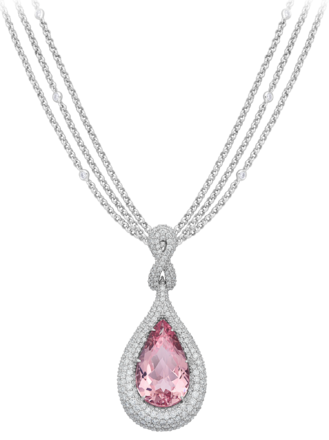 Колье с морганитом и бриллиантами, белое золото 1