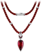 Колье с рубеллитом, бриллиантами и рубинами, белое золото