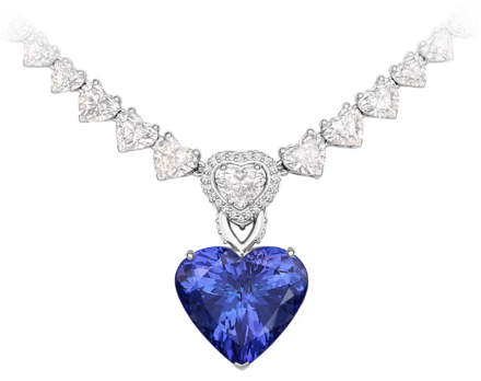 Колье с танзанитом и бриллиантами, белое золото 1