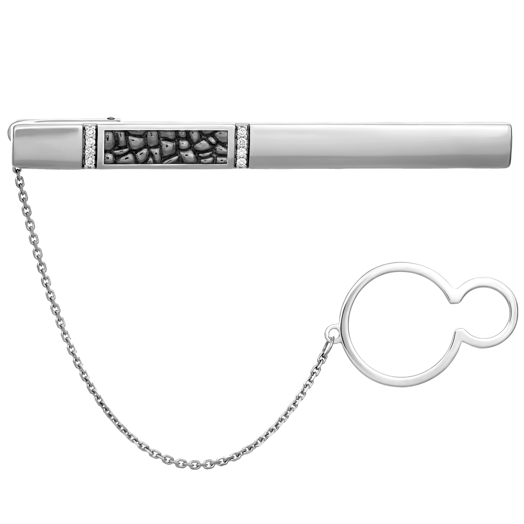 Зажим для галстука с бриллиантами, белое золото