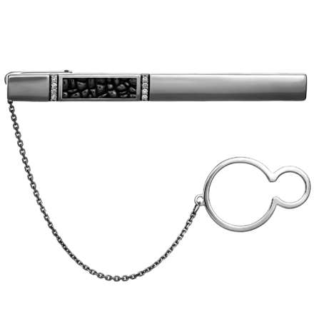 Зажим для галстука с бриллиантами, белое золото 1