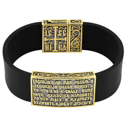 Браслет, желтое золото, натуральная кожа 1