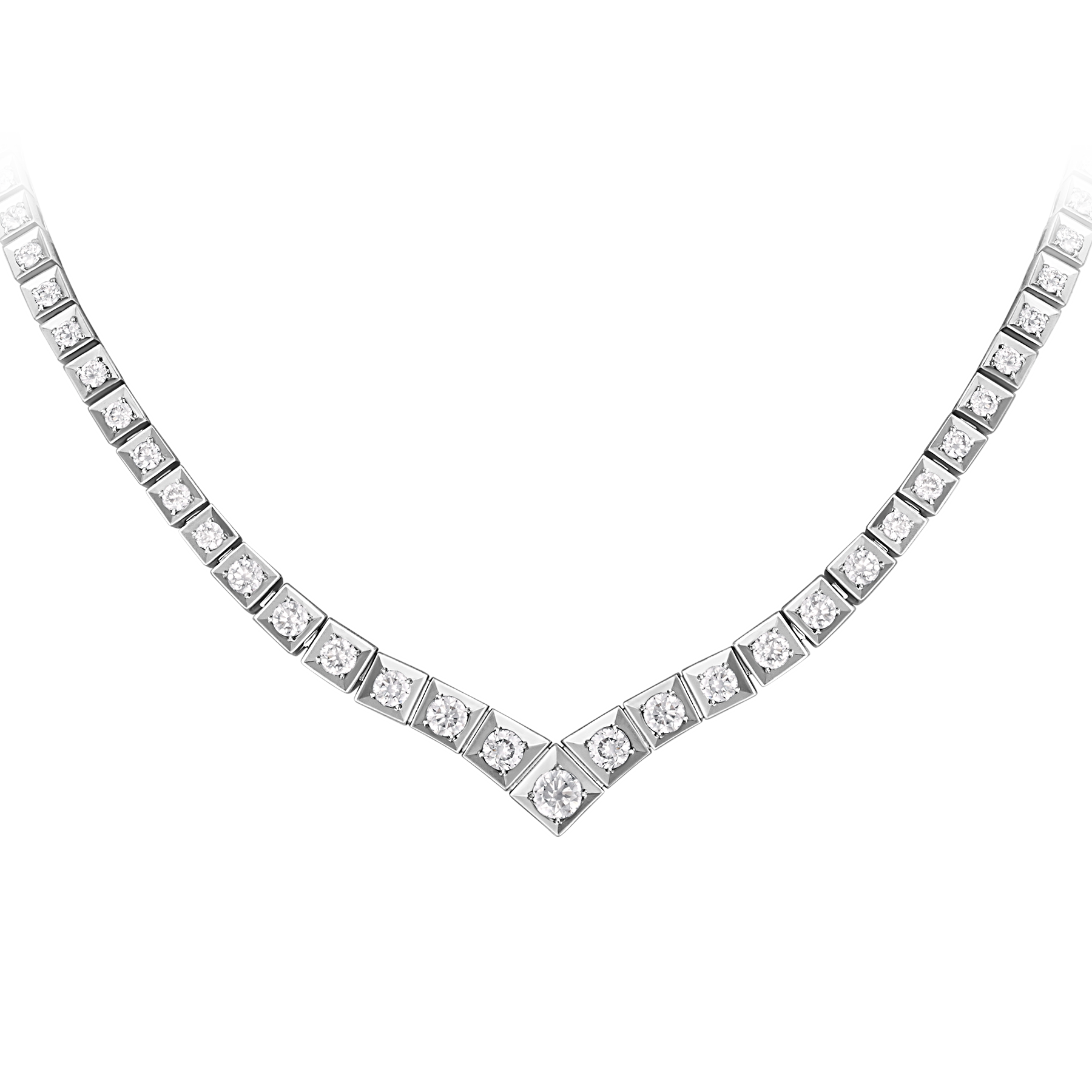 Колье с бриллиантами, белое золото
