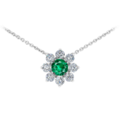 Колье с изумрудом и бриллиантами, белое золото