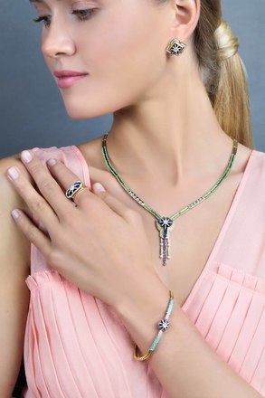 Серьги с бриллиантами и сапфирами, жёлтое и белое золото 3