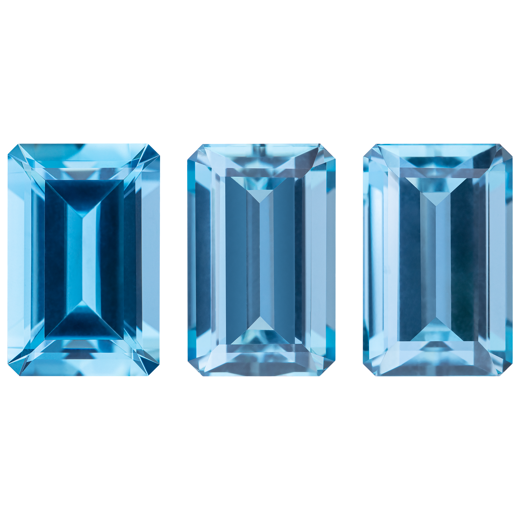 Сет из трех аквамаринов, Изумрудная, 2 шт. 16,61 ct/ 1 шт. 11,11 ct