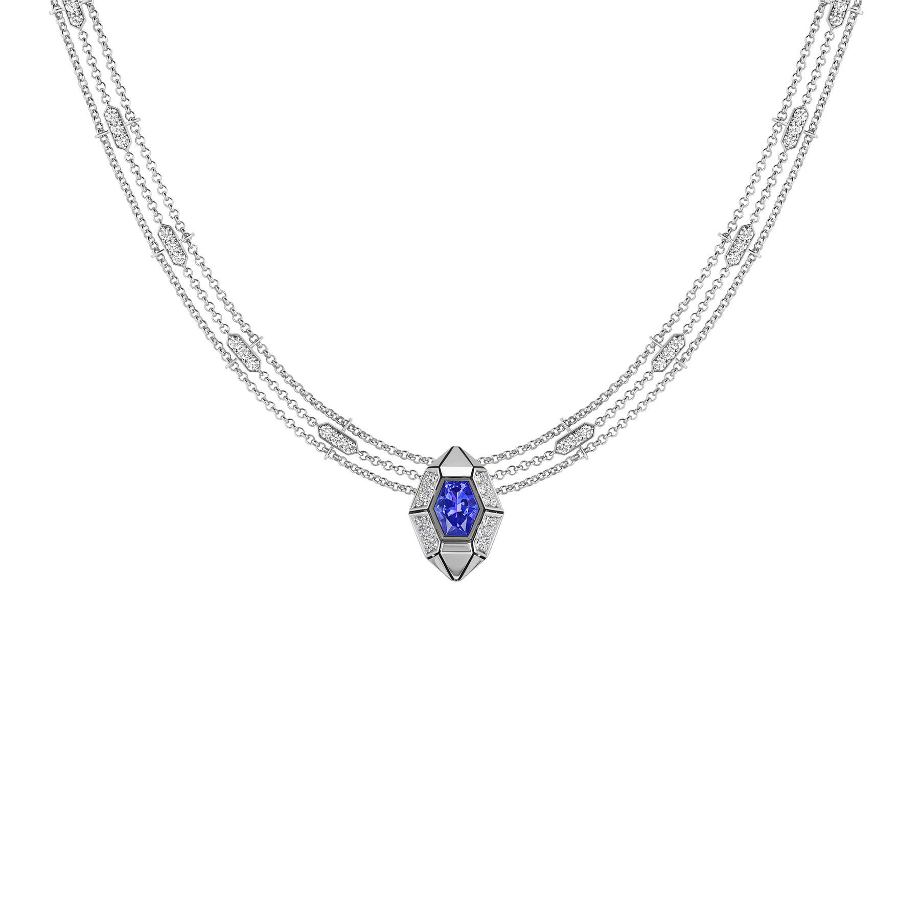 Подвес с танзанитом и бриллиантами, белое золото