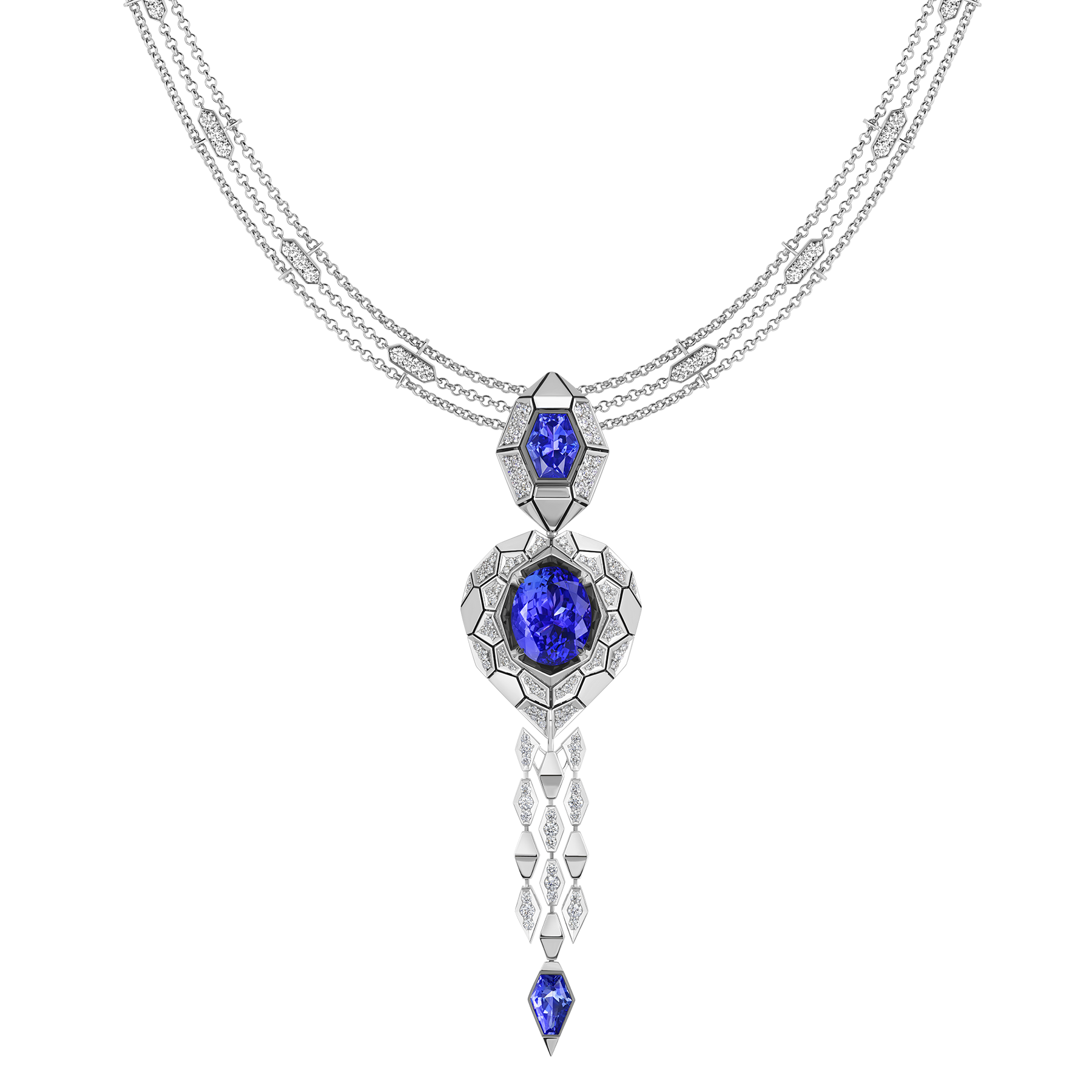 Серьги с бриллиантами и танзанитами, белое золото