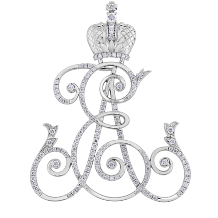 Брошь с бриллиантами, белое золото 1