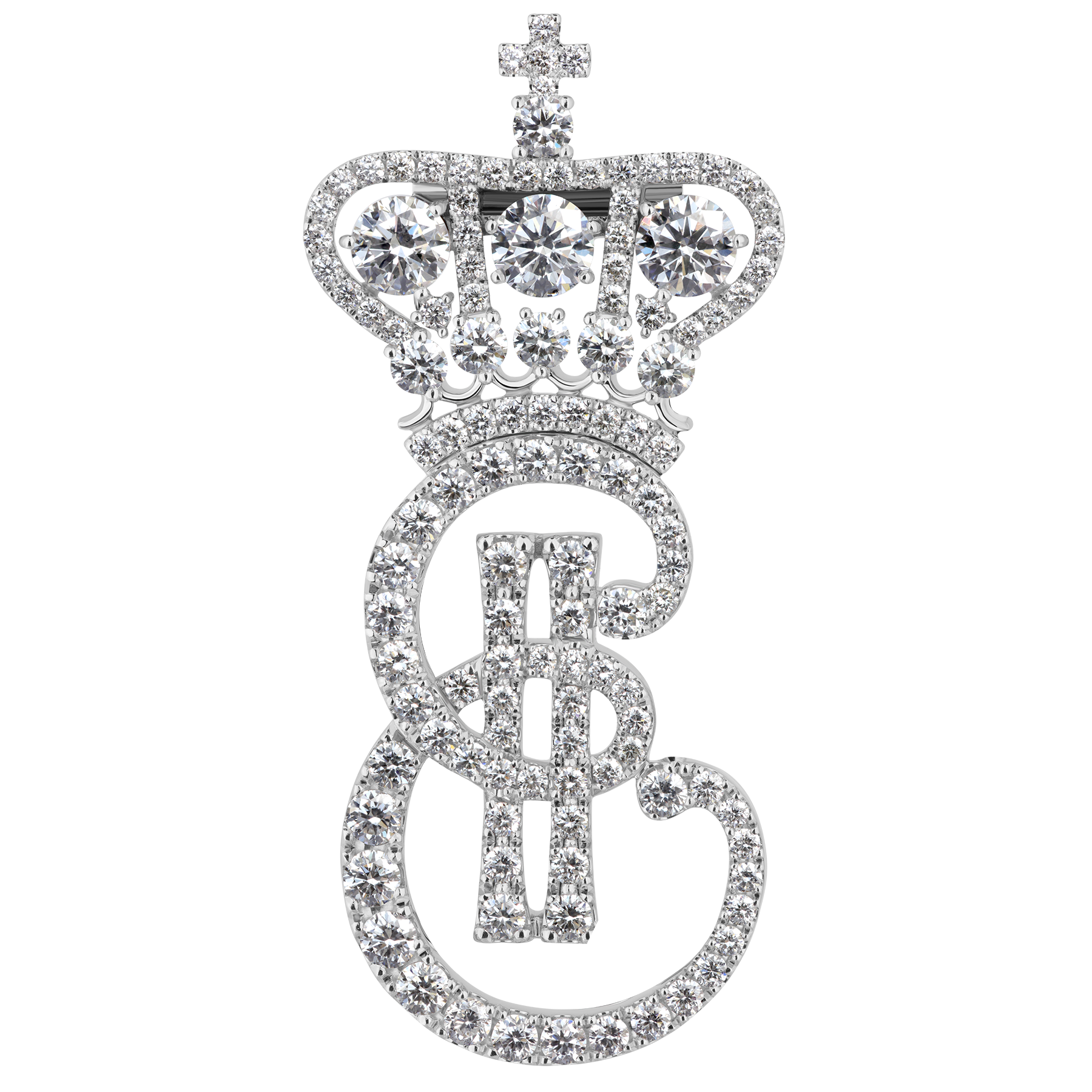 Брошь с бриллиантами, белое золото