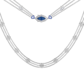 Колье с бриллиантами и сапфирами, белое золото, н. керамика