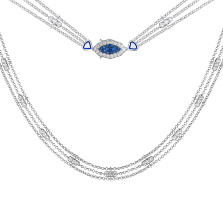 Колье с бриллиантами и сапфирами, белое золото, н. керамика 1
