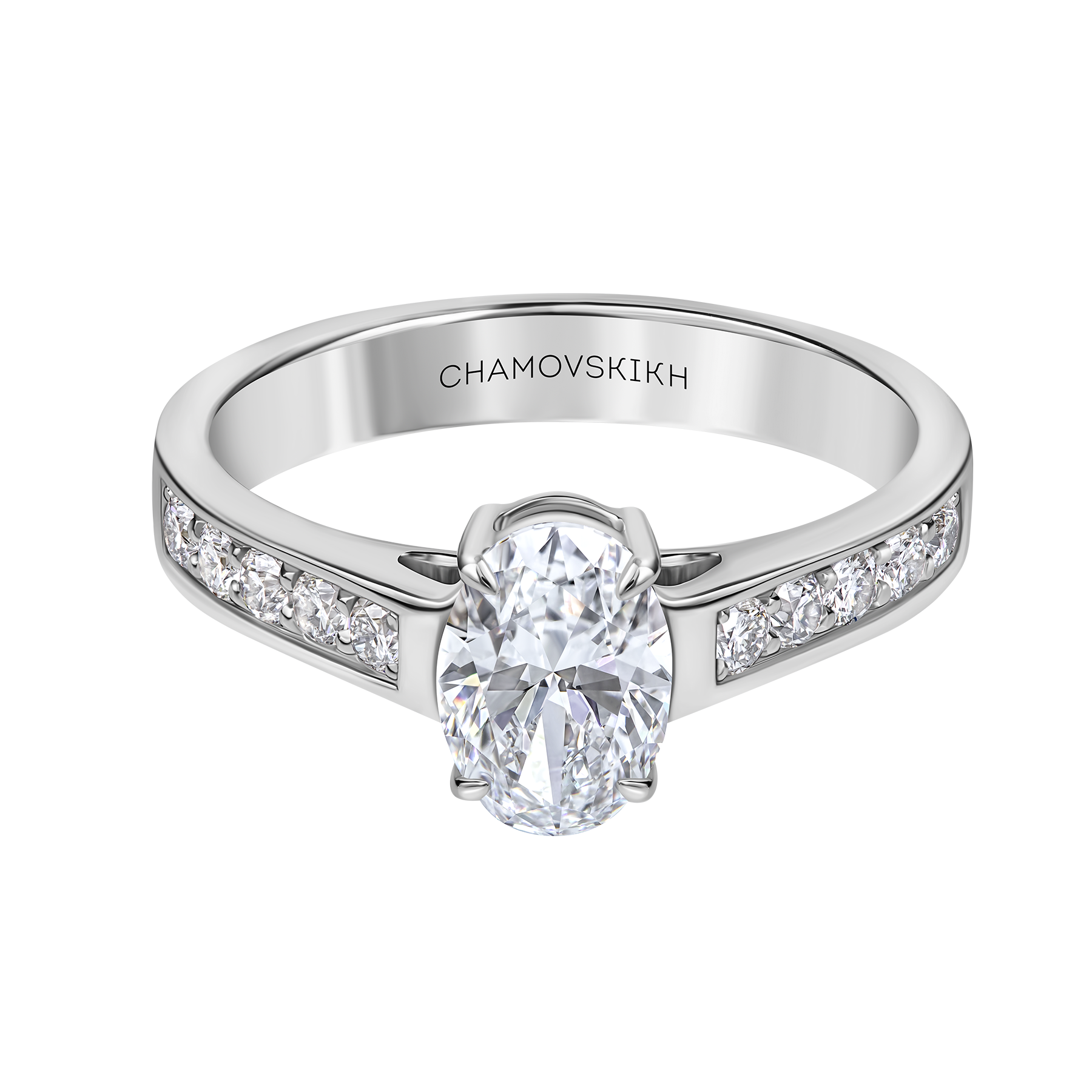 Кольцо с бриллиантами, белое золото