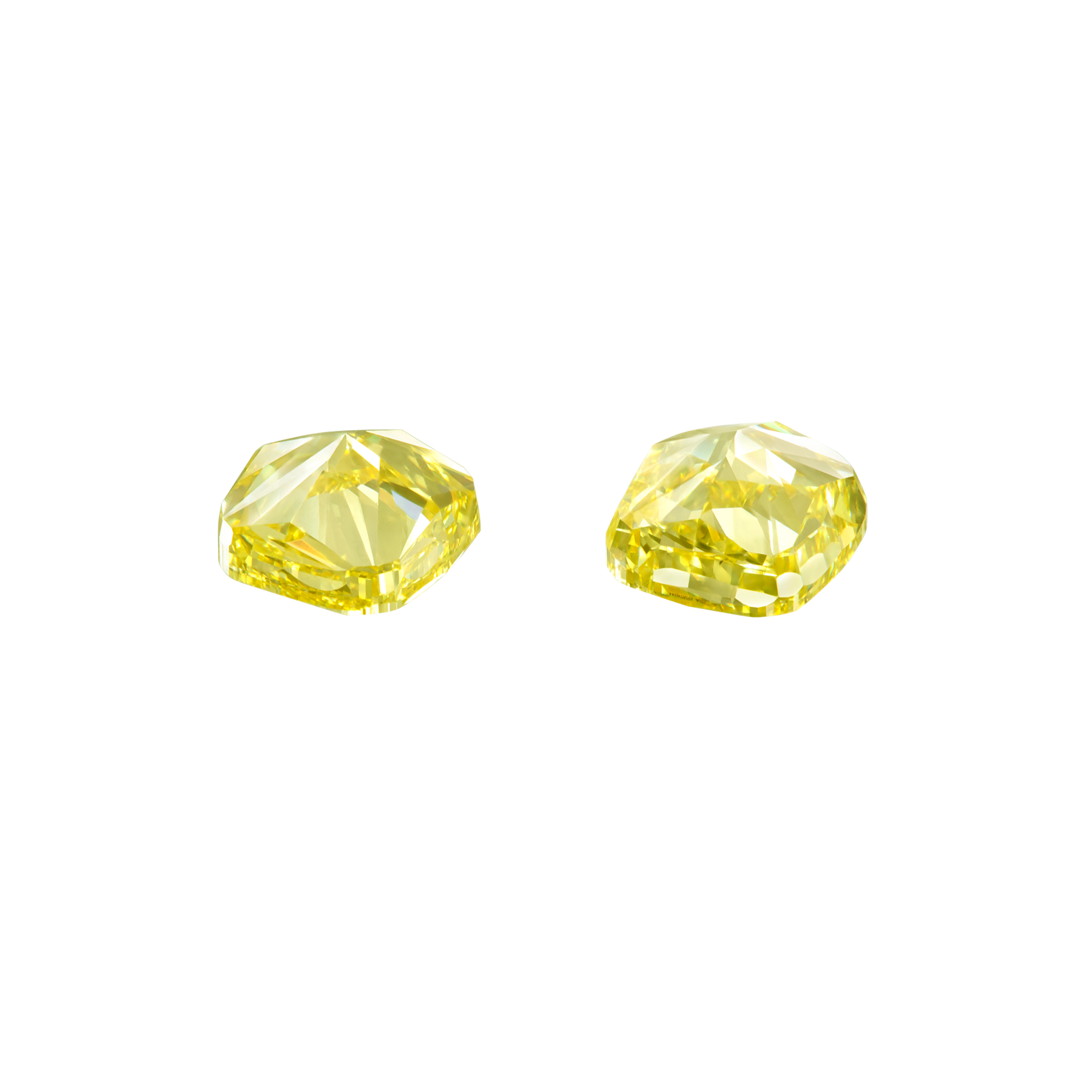 Сет из двух жёлтых бриллиантов, Кушон, 1.01/1.00ct