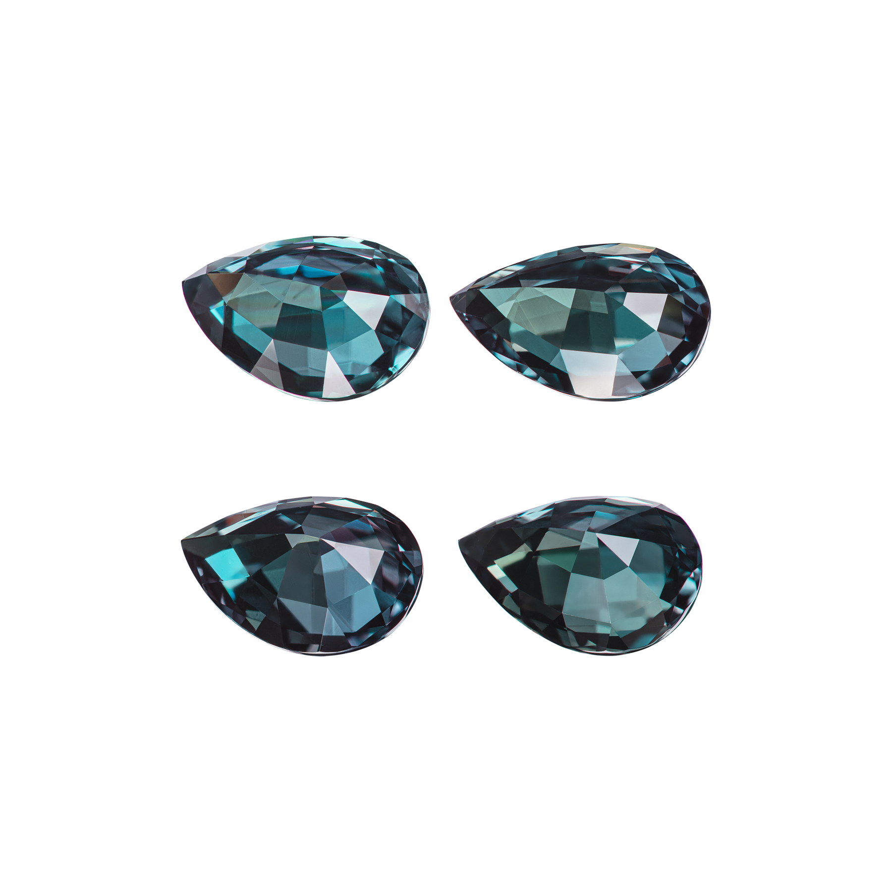 Сет из 4-х александритов, Груша, 0,74/ 0,67/ 0,74/ 0,65ct