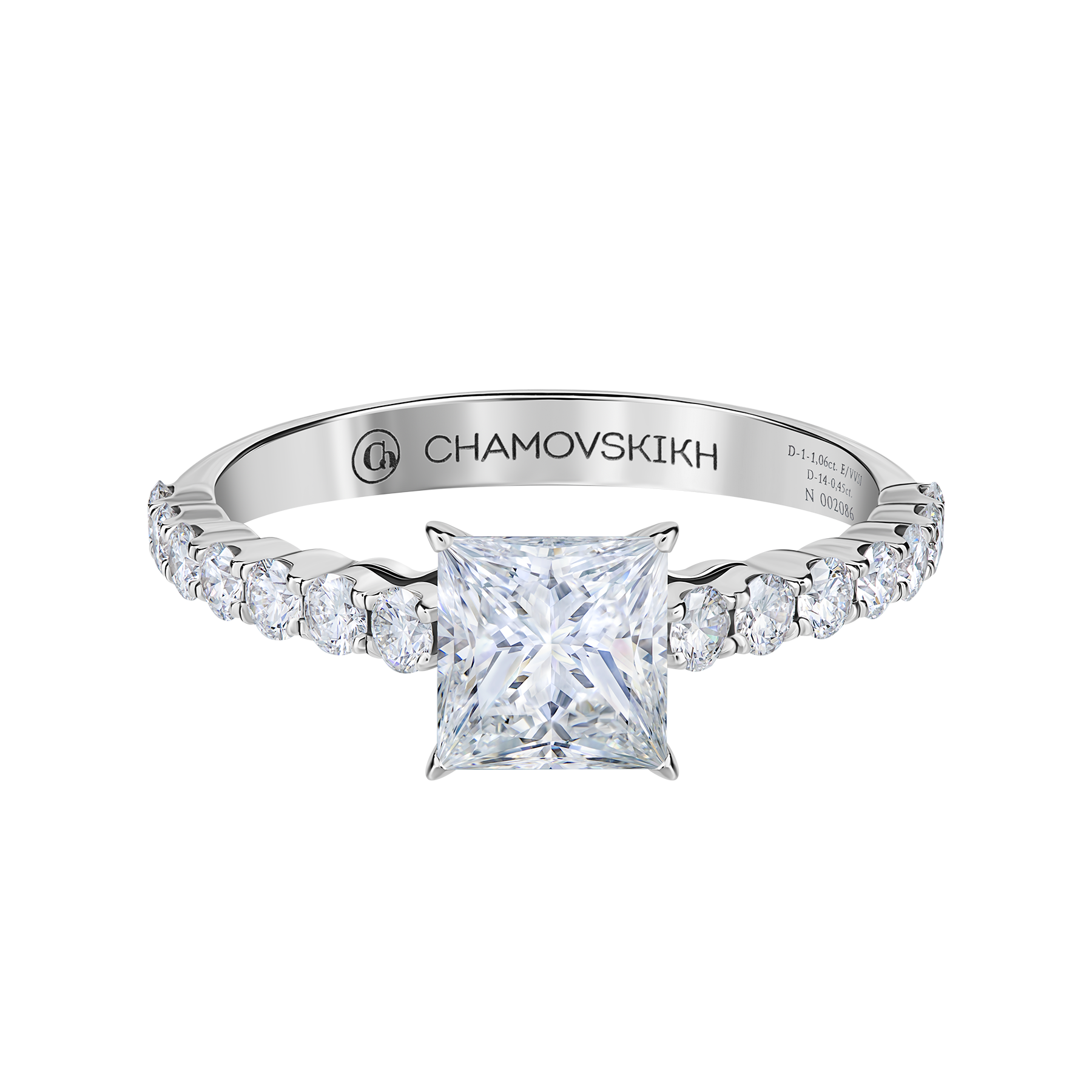 Кольцо с бриллиантами, белое золото