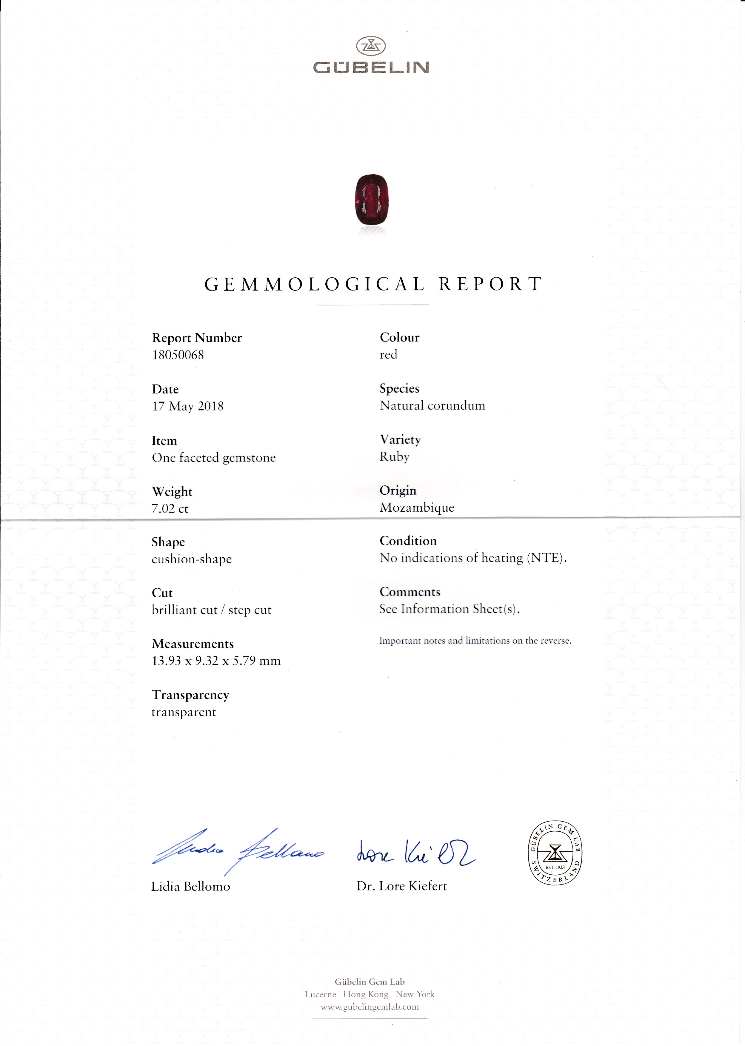 Рубин, MOZAMBIQUE, UNHEATED, Кушон, 7,02ct