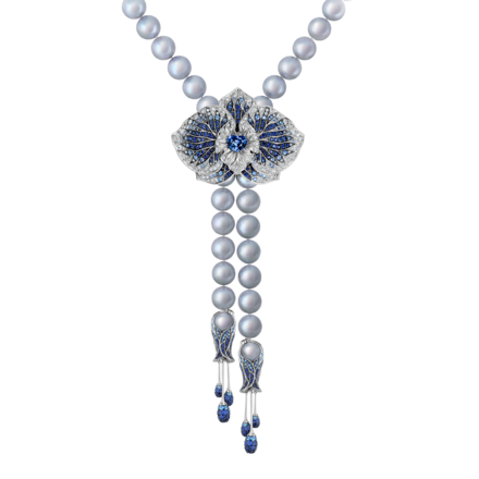 Сет с сапфирами, бриллиантами и жемчугом, белое золото 1