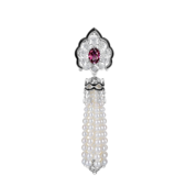 Подвес с александритом, бриллиантами и жемчугом, белое золото, н.керамика