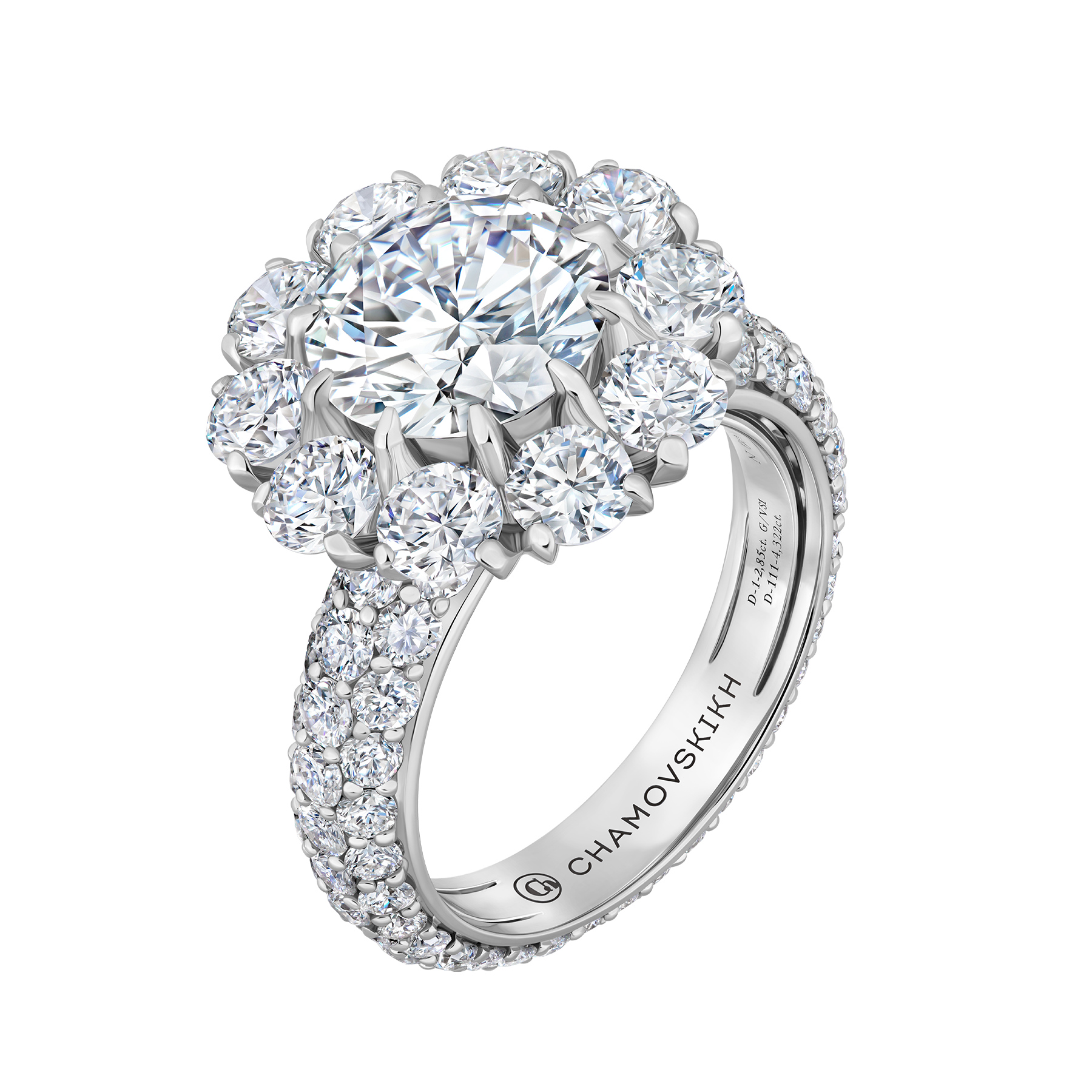 Кольцо с бриллиантами, белое золото