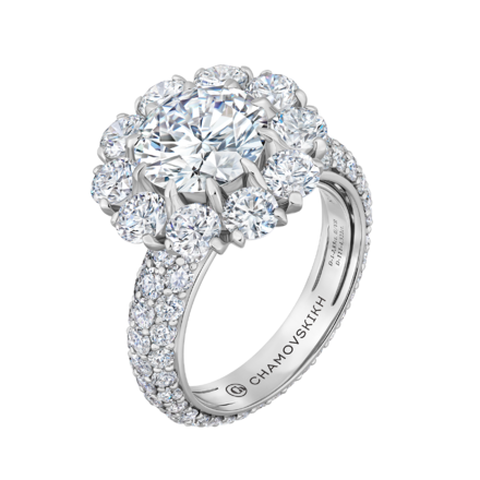 Кольцо с бриллиантами, белое золото 1