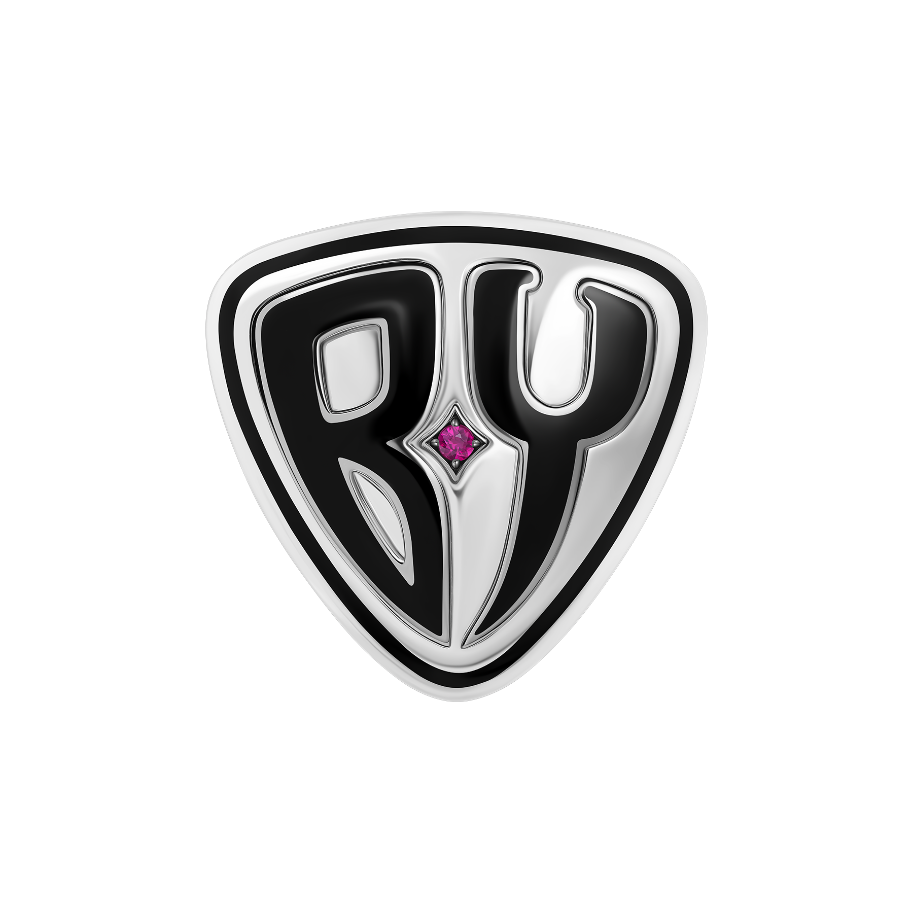 Нагрудный знак с рубином, белое золото, н.керамика