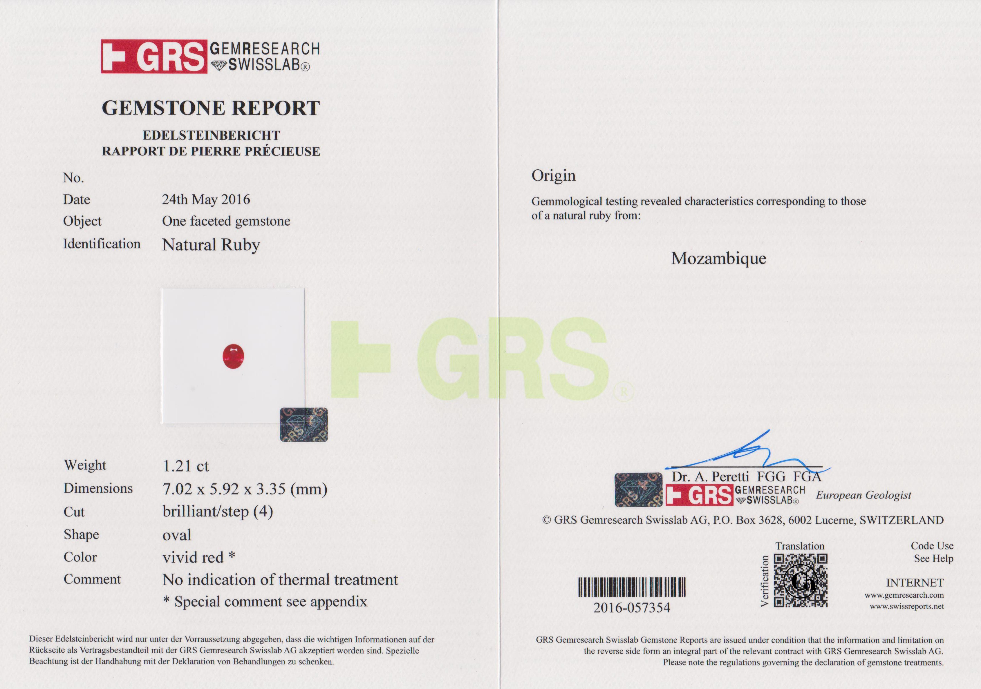 Сет из двух рубинов, MOZAMBIQUE, UNHEATED, Овал, 1,34ct/ 1,21ct