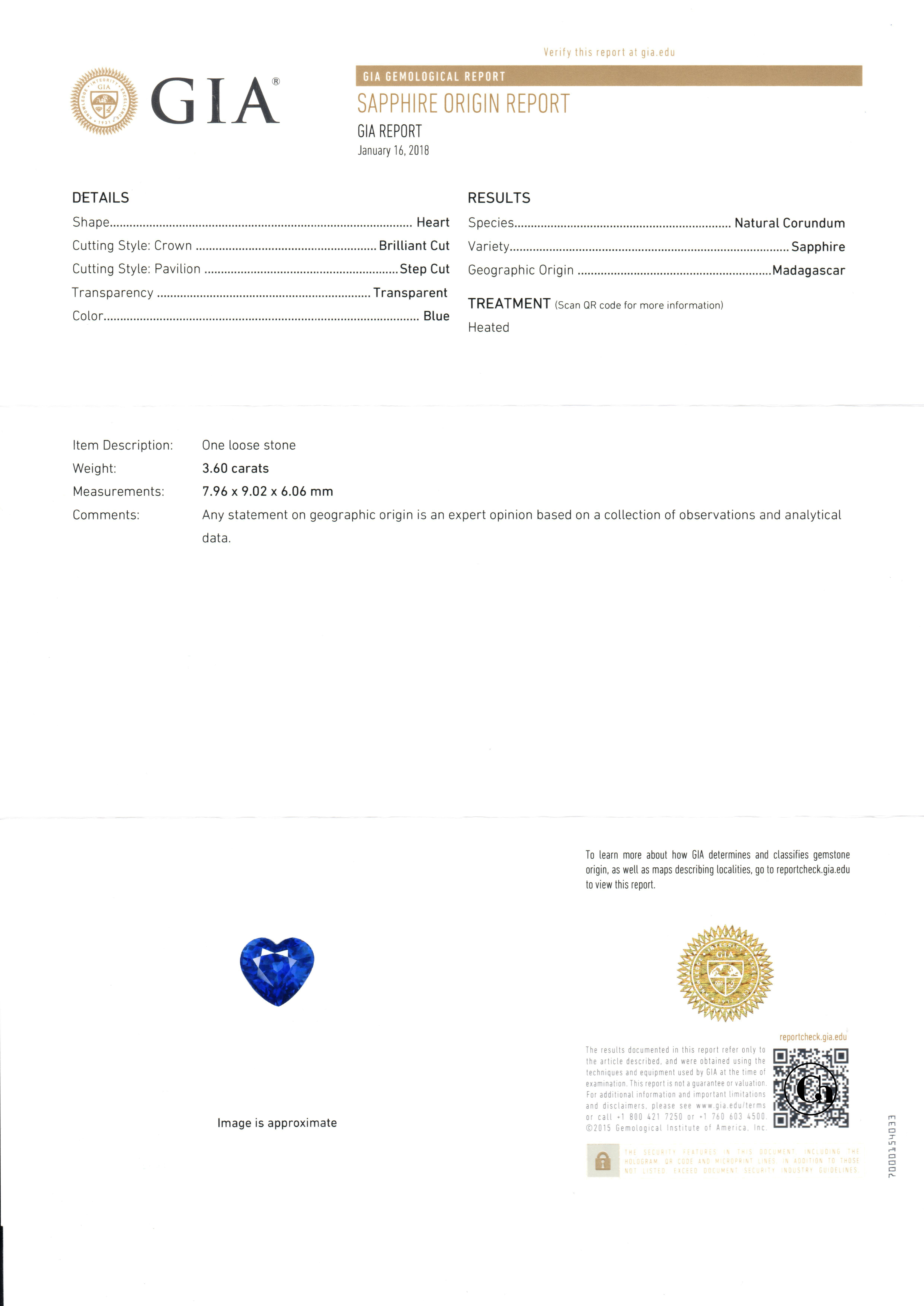 Сапфир, MADAGASCAR, Сердце, 3,60ct