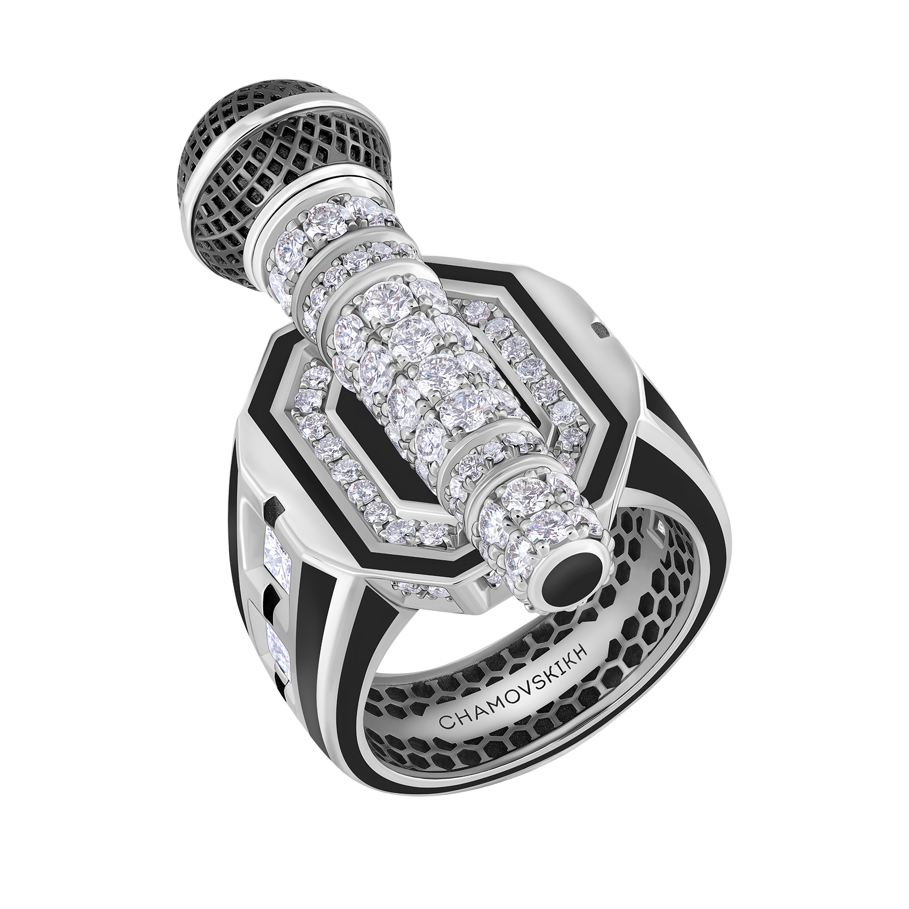 Кольцо с бриллиантами, белое золото, н.керамика