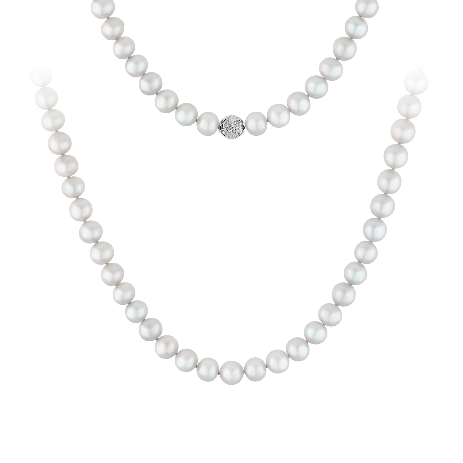 Колье с белым жемчугом и бриллиантами, белое золото