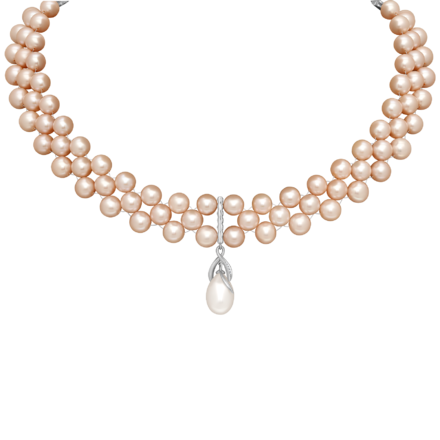 Колье с жемчугом и бриллиантами, белое золото 1