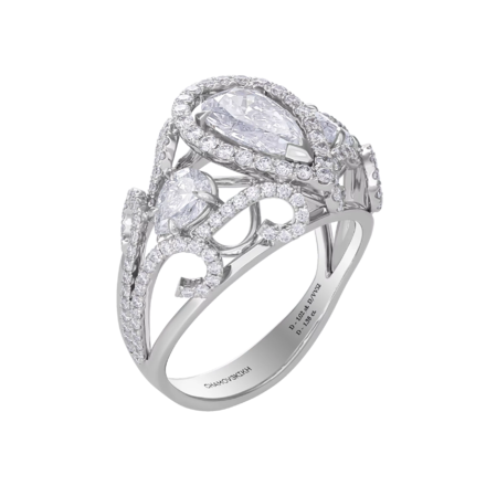 Кольцо с бриллиантами, белое золото 1