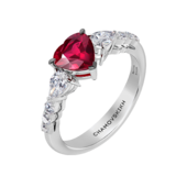 Кольцо с рубином и бриллиантами, белое золото
