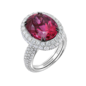 Кольцо с рубеллитом и бриллиантами, белое золото