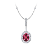 Подвес с турмалином рубеллитом, бриллиантами, рубинами и сапфирами, белое золото