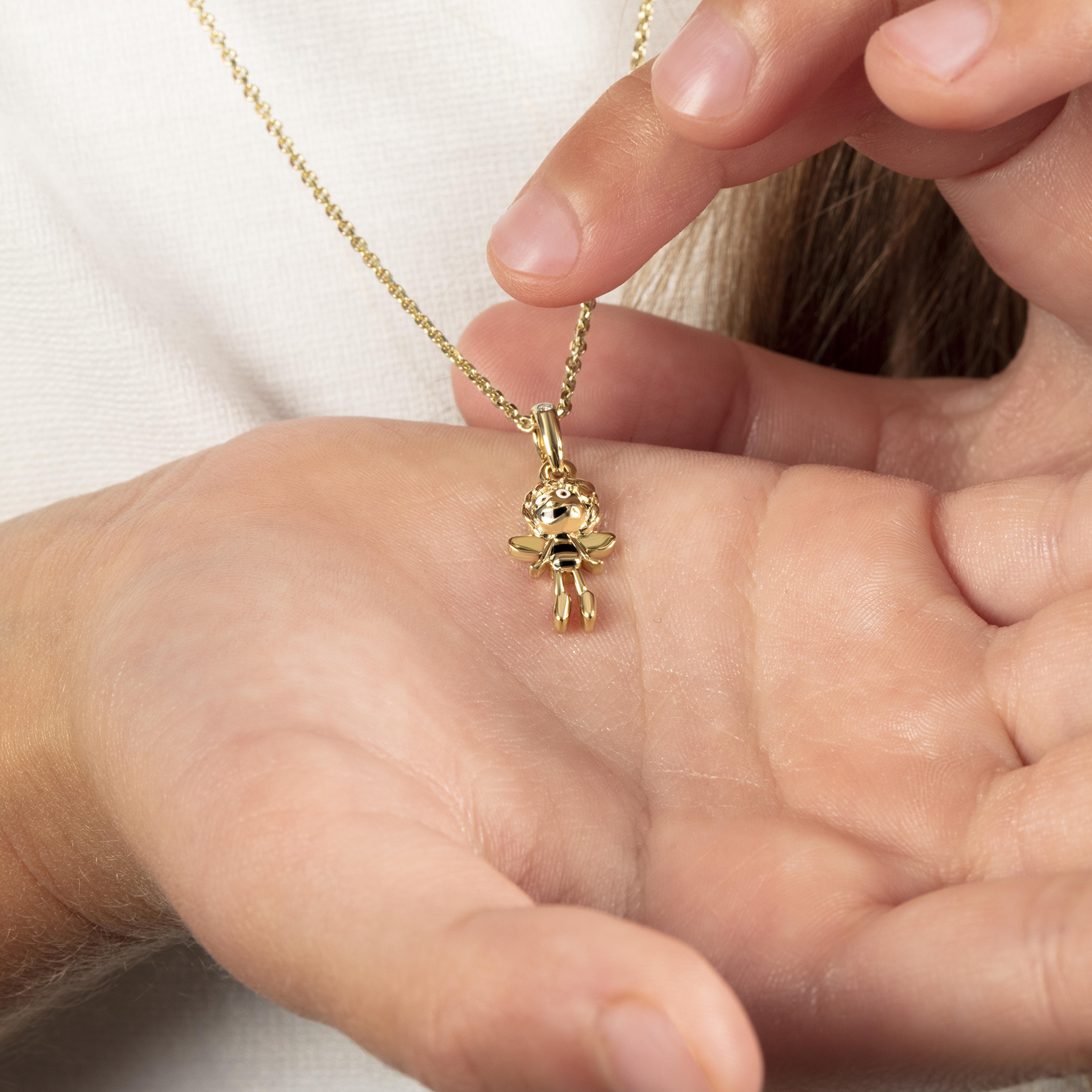 Подвес с бриллиантом, желтое золото, н.керамика