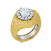 Кольцо с бриллиантами, белое и жёлтое золото