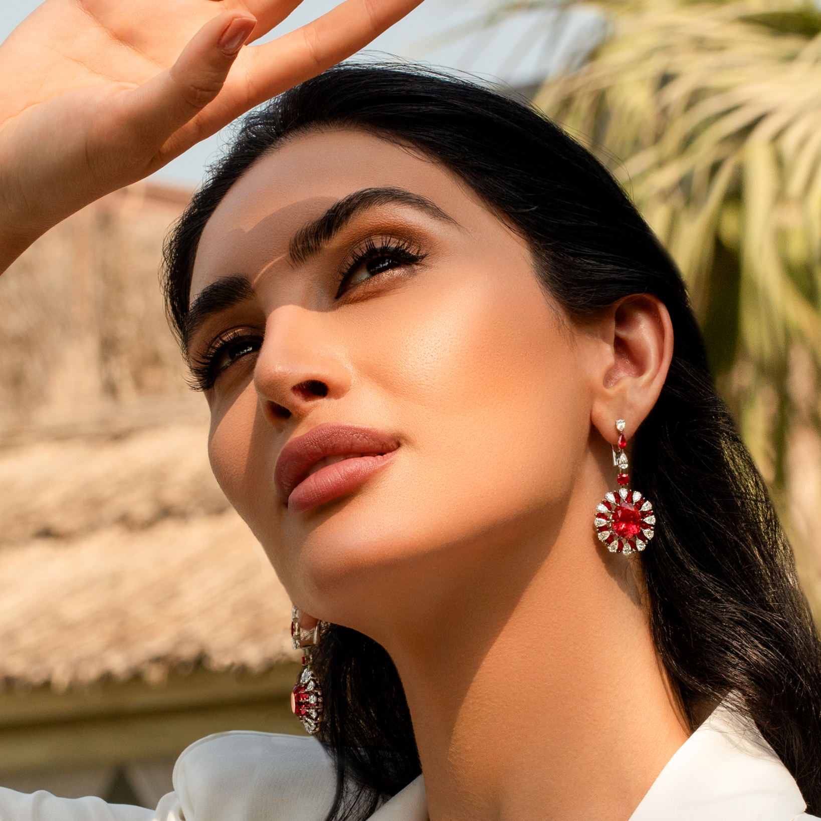 Серьги Rosetta с рубеллитом и бриллиантами, белое золото