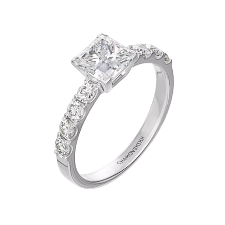 Помолвочное кольцо с бриллиантами, платина 1