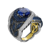 Кольцо с танзанитом и бриллиантами, белое золото