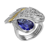 Кольцо с танзанитом и бриллиантами, белое золото