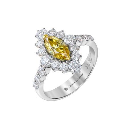 Кольцо с бриллиантами, белое золото 1