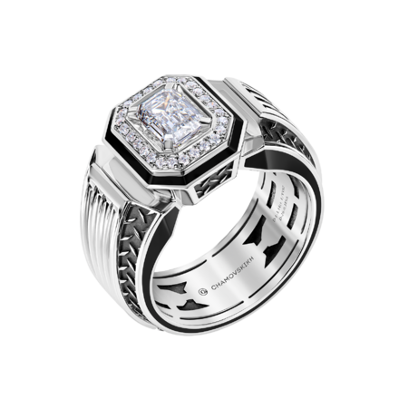 Кольцо с бриллиантами, белое золото, н. керамика 1