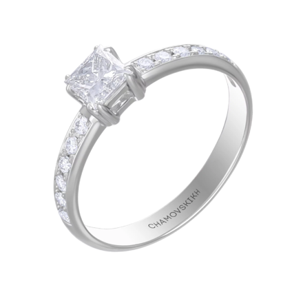 Помолвочное кольцо с бриллиантами, платина 1