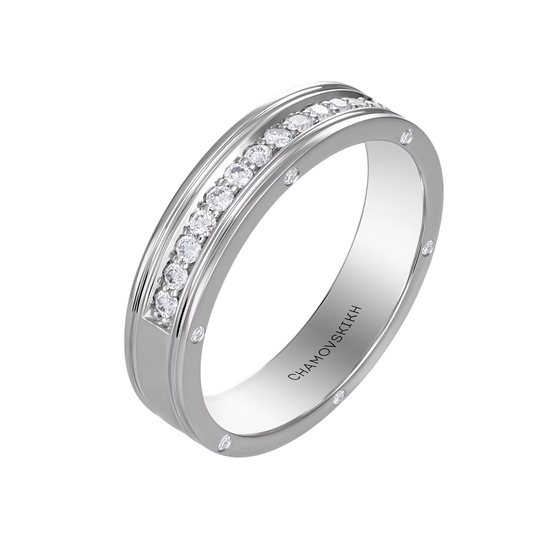 Кольцо с бриллиантами, белое золото