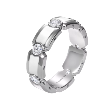 Обручальное кольцо с бриллиантами, белое золото, н.керамика 1