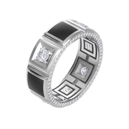 Обручальное кольцо с бриллиантами, белое золото,н.керамика 1