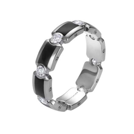 Кольцо с бриллиантами, белое золото, н. керамика 1