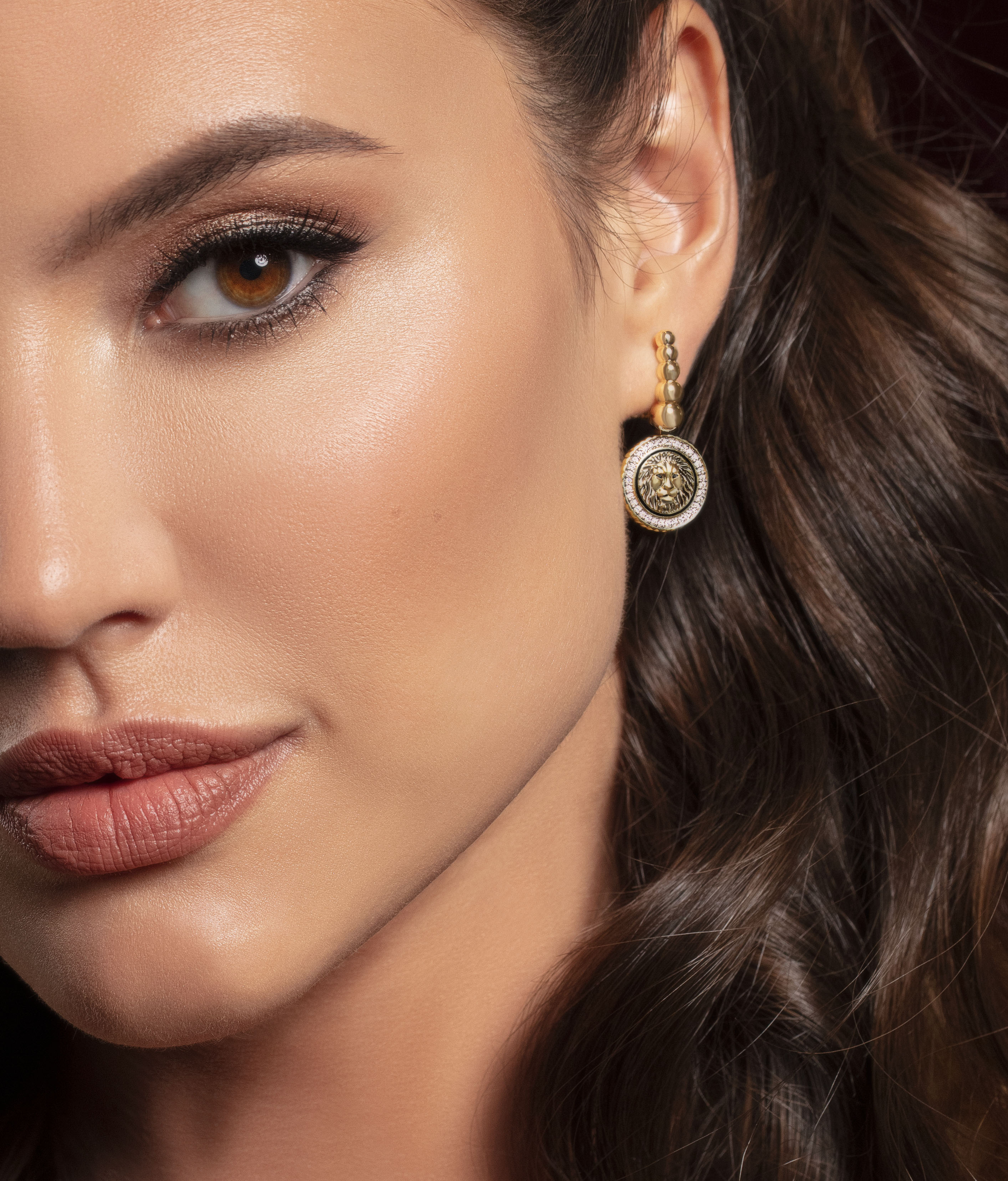 Серьги с бриллиантами, желтое золото, н.керамика