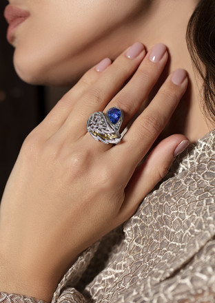 Кольцо с танзанитом и бриллиантами, белое золото 3